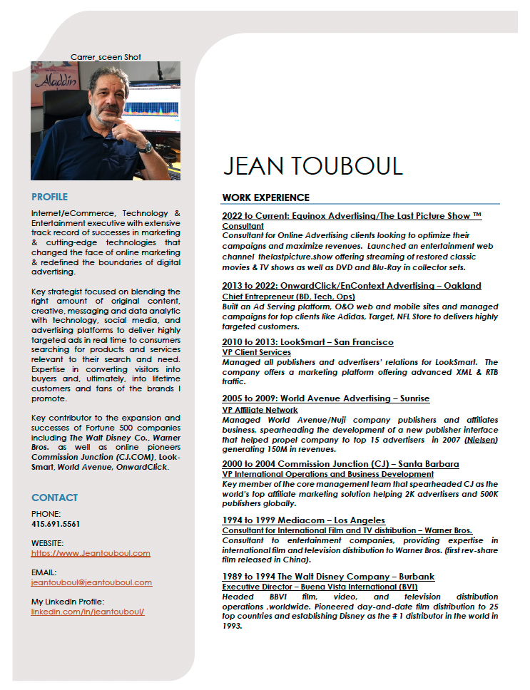 Jean Touboul CV